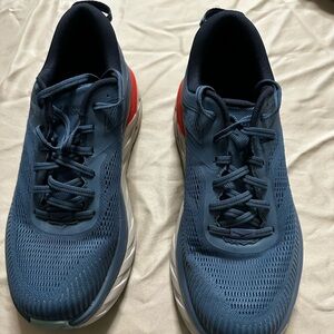 Hoka One One Navy and Red Sneakers